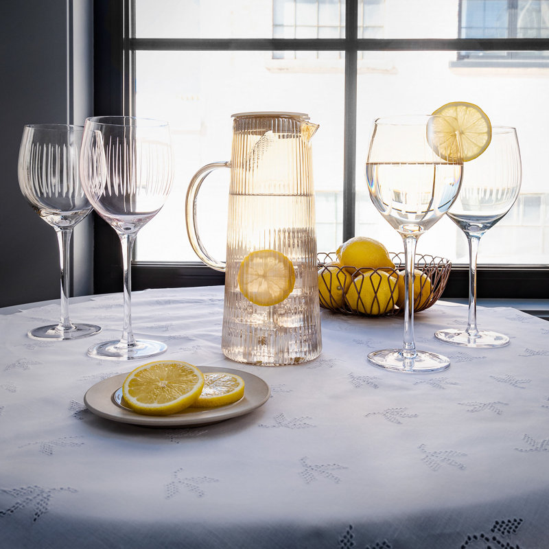 Stripe Tea/Water Jug With Strainer Lid 0.75L, Amber