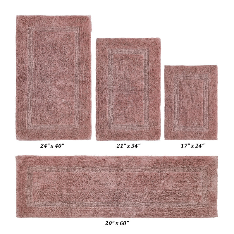 Ensemble de tapis pour salle de bain 100% coton Lux Premium 2370 GSM, lavable à la machine, super absorbant et tapis de bain réversible en tissage touffeté pour salle de bain, douche et baignoire, tapis certifiés Oeko-Tex, rose