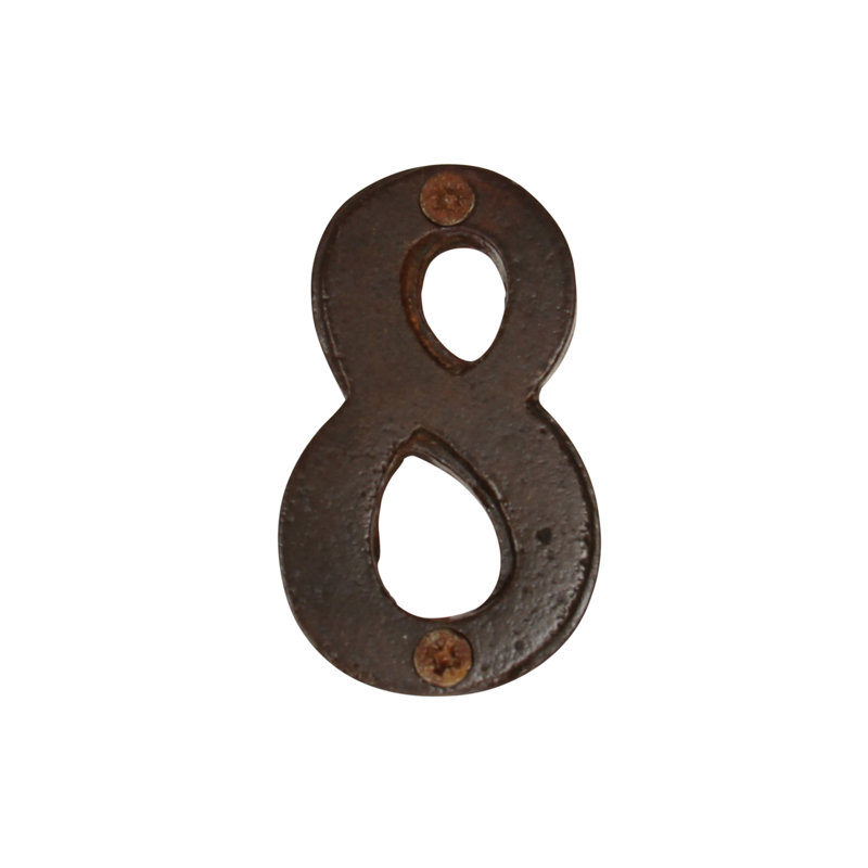Numéro de maison de 2,8 po, 8, Rouille