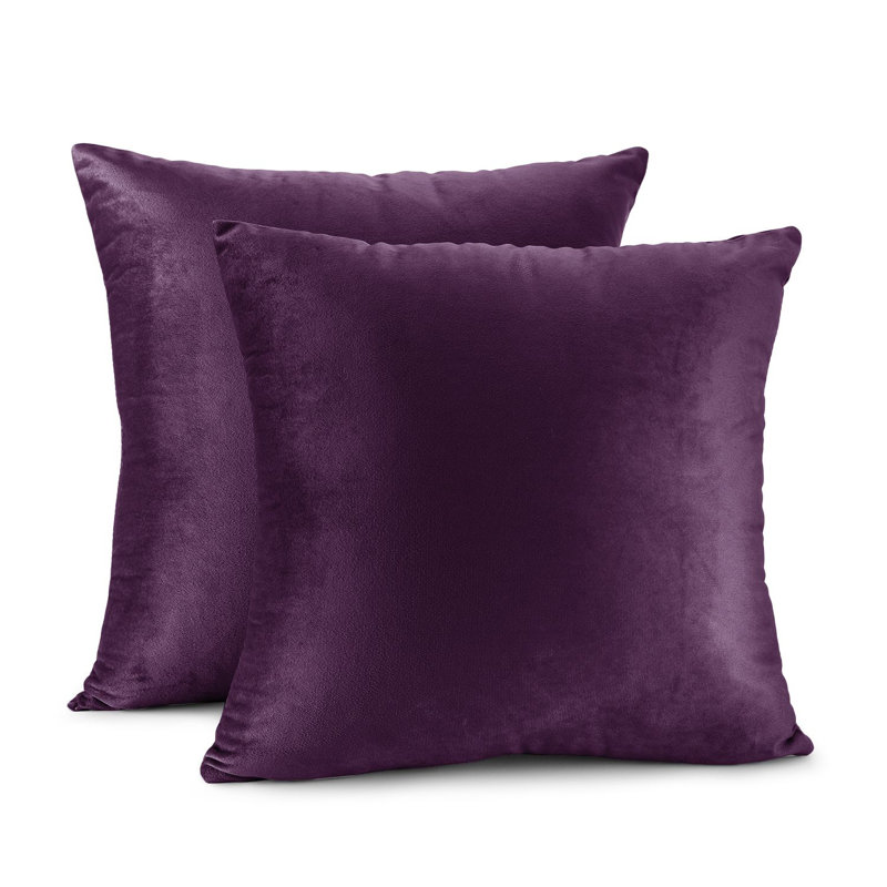  Velvet Decorative Throw Pillow Cover, Eggplant Purple, 22"H x 22"W