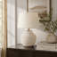 Lighting, lampe de table h 20 po, structure en béton crème, abat-jour ivoire / crème, style moderne-180004591
