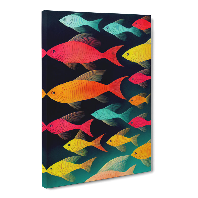 Amaral Fish Block Colour - Wrapped Canvas, 50cm H x 35cm W x 3cm D