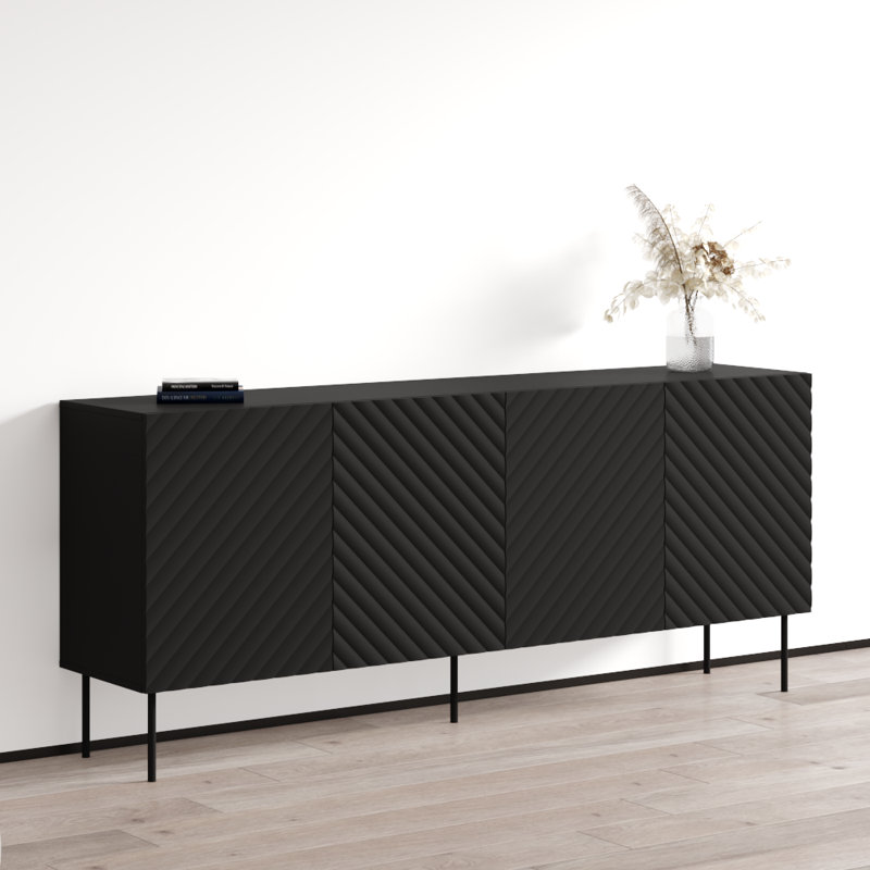 Onda 74.8" Sideboard with Matte Finish, Black