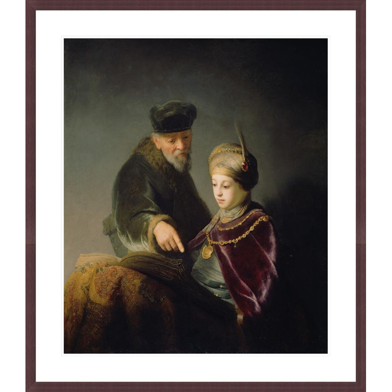 Un jeune érudit et son tuteur par Rembrandt van Rijn - Estampe numérique encadrée, H 38,55 po x l 33,5 po