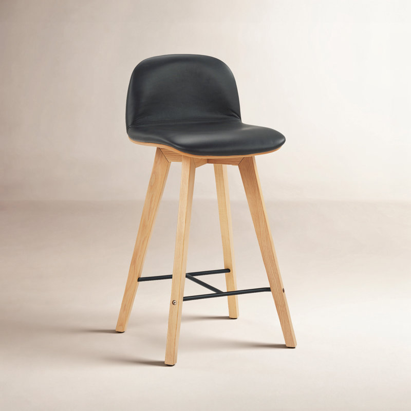 Caspian Bar Stool, Counter Stool (25.5” Seat Height), Brown Top Grain Leather