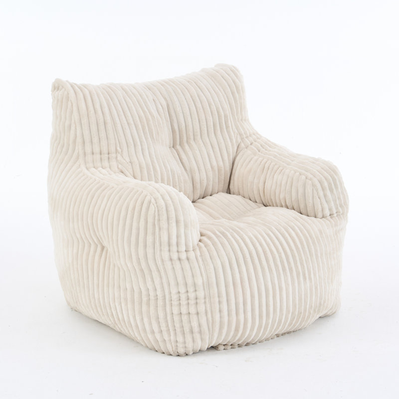 Fauteuil à billes en velours côtelé doux et moelleux rempli d'éponge à mémoire de forme, Beige