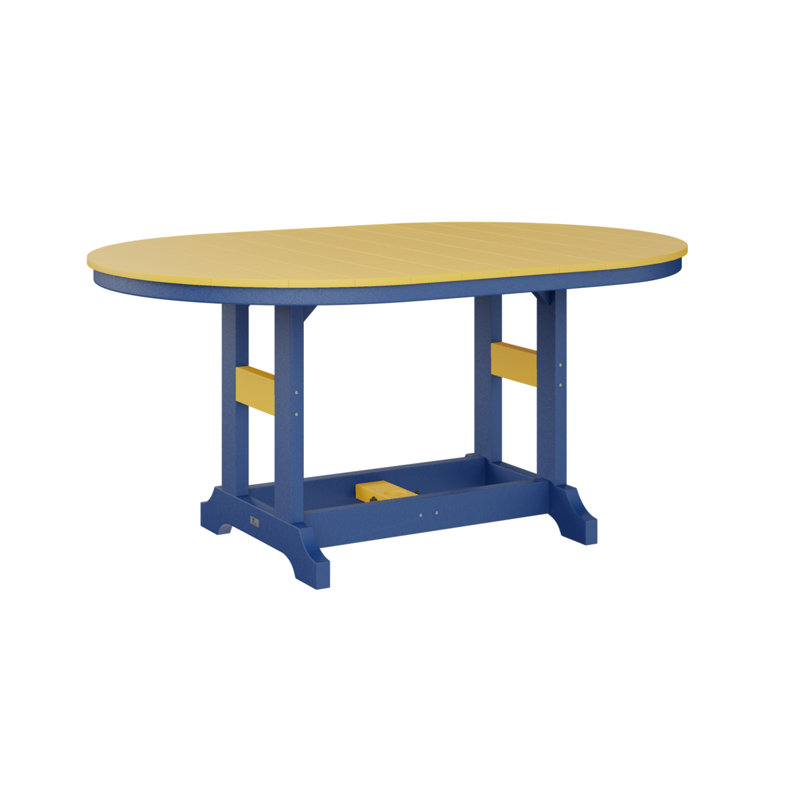 Table de salle à manger à hauteur de comptoir 64 po Berlin, Jaune soleil levant, Bleu pacifique