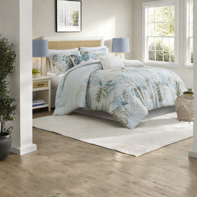 Ensemble de literie surdimensionnée en coton, style bord de mer, bleu confort