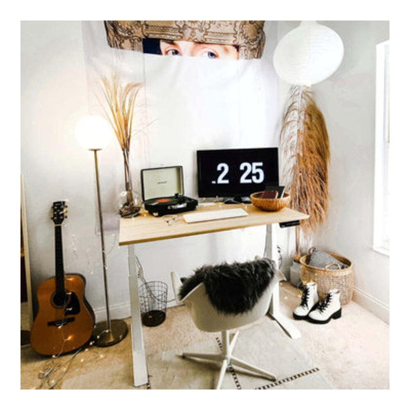 Standing Desk, Woodgrain, 52" H x 48" W x 30" D, White