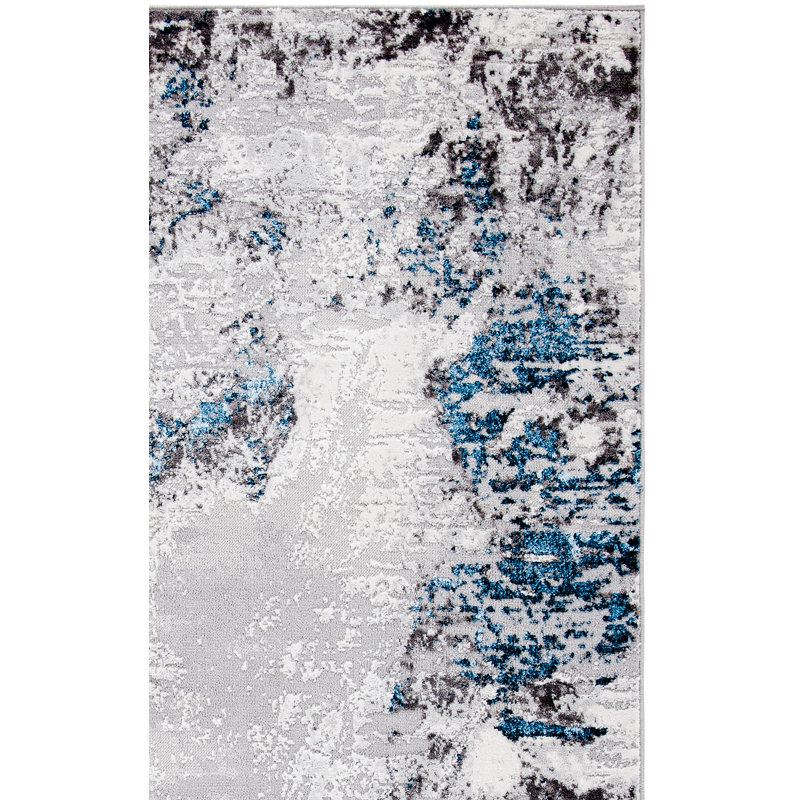 Mcelwain Abstract Gray/Blue Area Rug, Square 6'7"