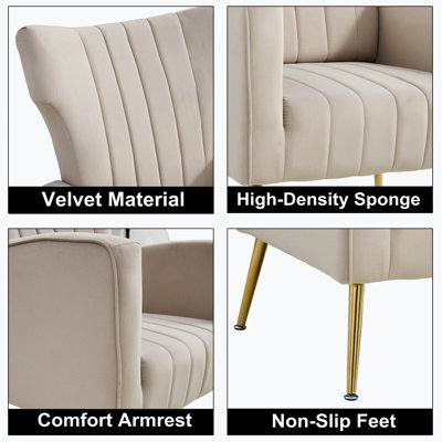Fauteuil à oreilles 29,86 po en velours