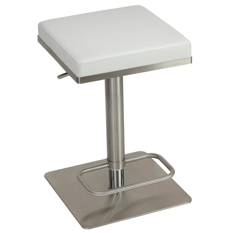 Tudor City Swivel Upholstered Adjustable Height Counter Stool with Metal Frame, White