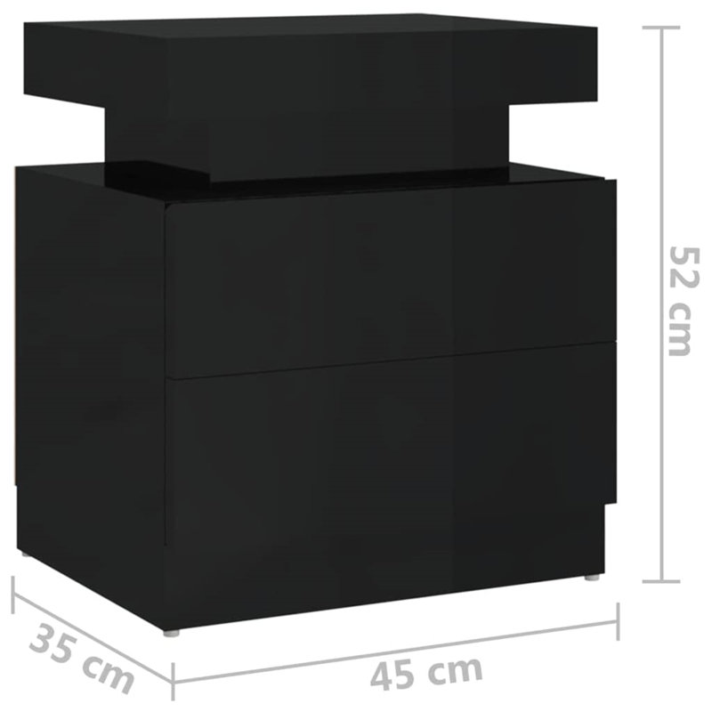 Bedside Cabinet 45x35x52 cm Engineered Wood, High Gloss Black, High Gloss Black