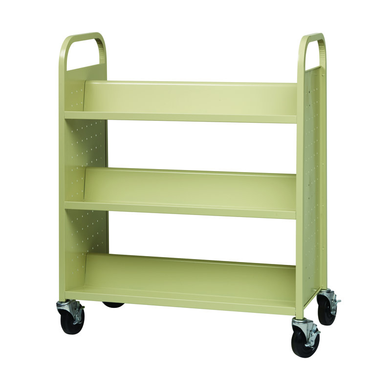 46.25'' H x 38'' W Book Cart with Wheels, Putty, 46.3" H x 38" W x 18" D