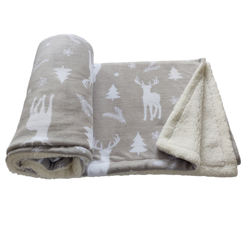 Super Soft Winter Throw Blanket, Grey/White
