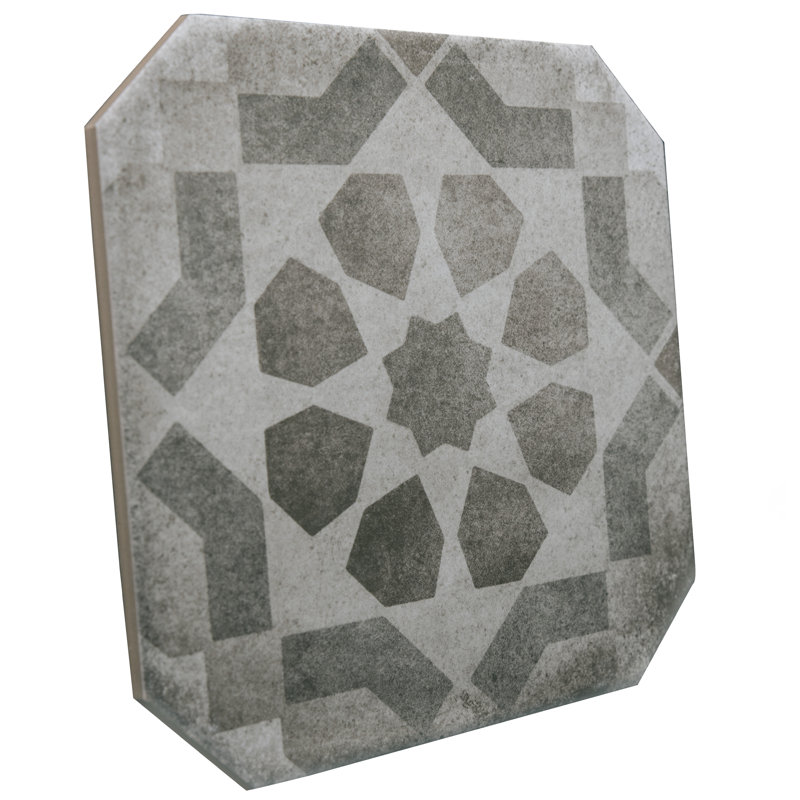 Laverton Octagon W/Taco 7-7/8 In. X 7-7/8 In. Porcelain Floor And Wall Tile, Gray/Light Gray