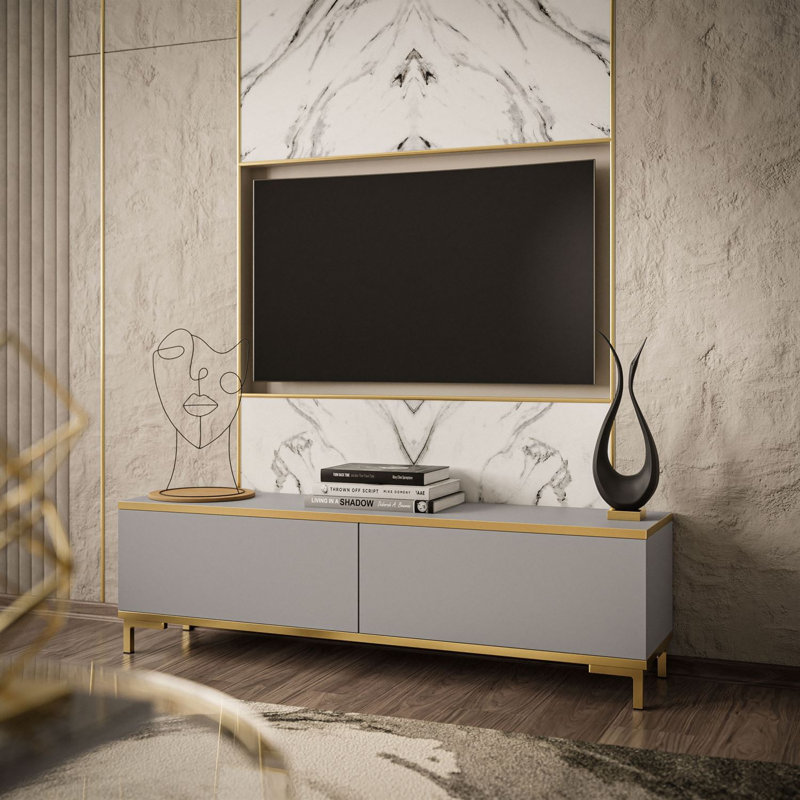Alexzandrya Unfinished TV Stand for TVs up to 65", Grey/Brown/Blue
