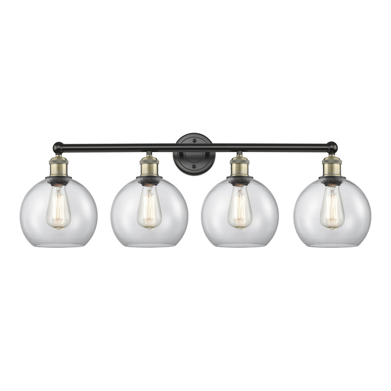 Éclairage pour salle de bain 4 lumières Ellington, Transparent, Laiton antique noir