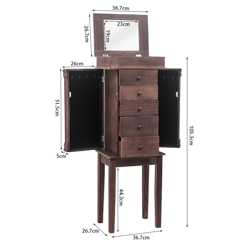 Armoire à bijoux Abbie-Rose, Marron