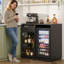 Armoire à café 39,4 po avec espace pour réfrigérateur, lumières DEL et prises intégrées