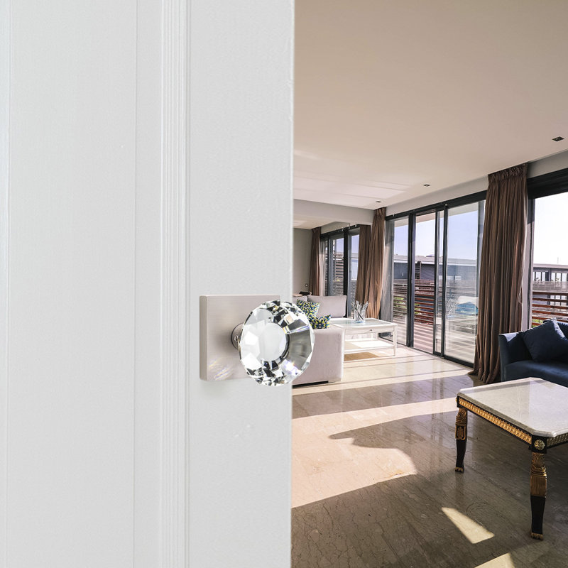 Boutons de porte en cristal Coolnews Modern Grace Series, Nickel satiné