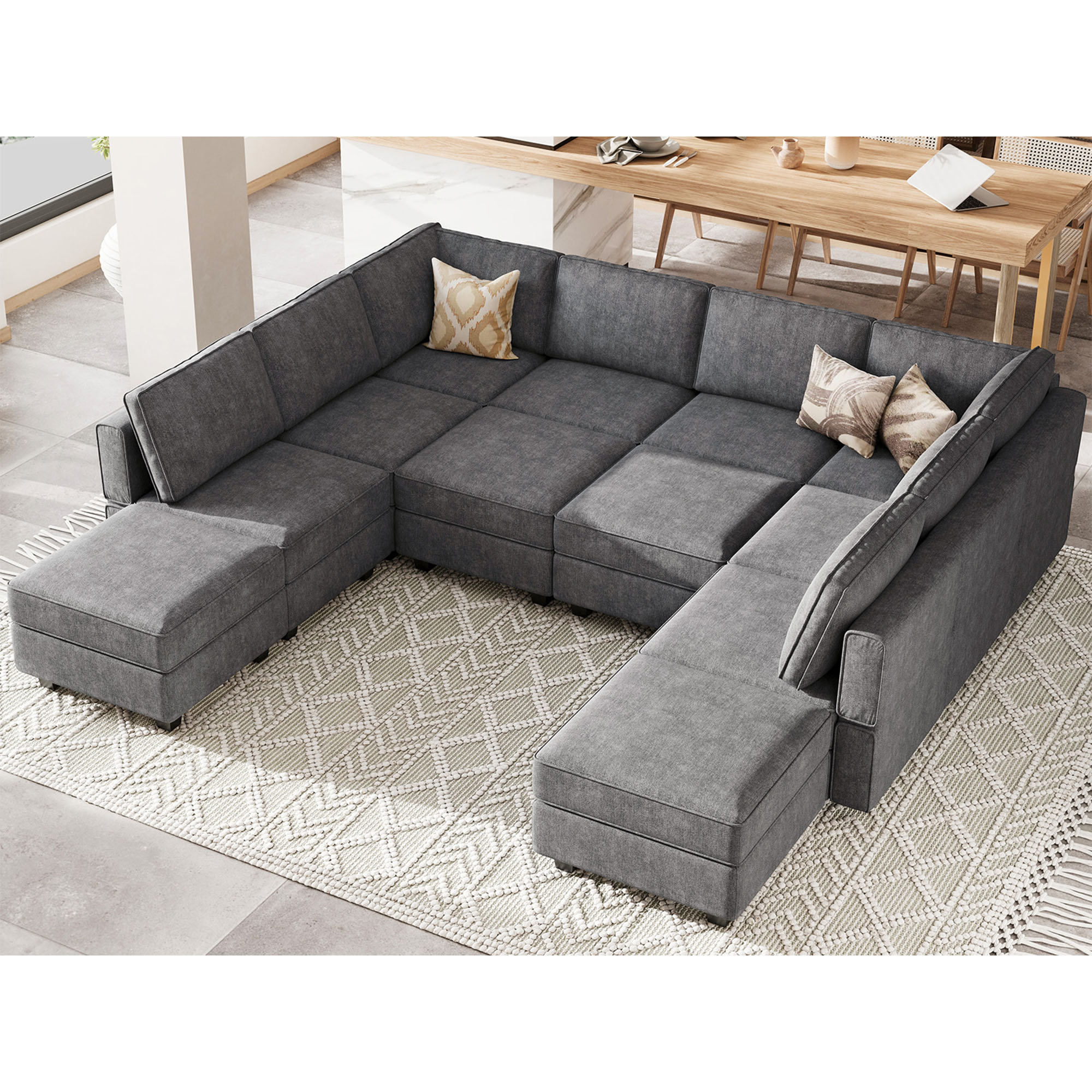 Neemi Modular Sleeper Sofa Bed Sectional Couch Oversized U Shaped Sofa With Storage Convertible Sofa Set Large Sectional Sofa