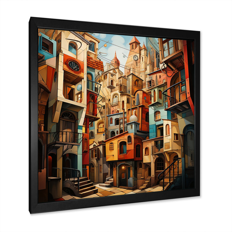 Cubisme multidimensionnel II - imprimé, H 36 po x l 36 po x P 1,5 po, Cadre photo noir