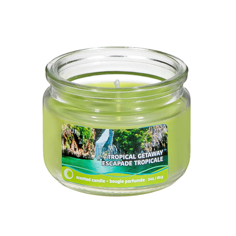 Pot en verre parfumé 3 oz avec couvercle (escapade tropicale) - ensemble de 2