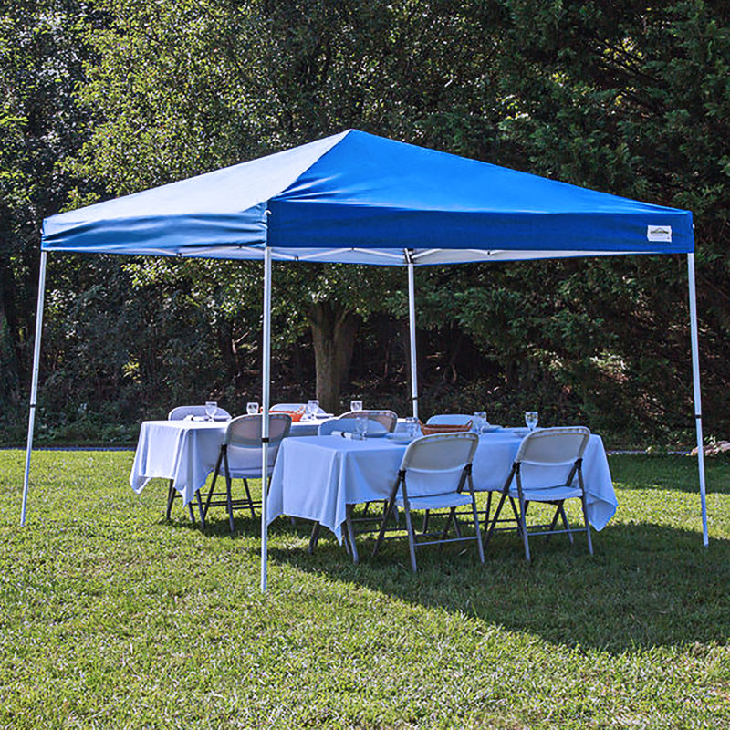 10x10 Blue Polyester Pop-Up Canopy with Steel Frame