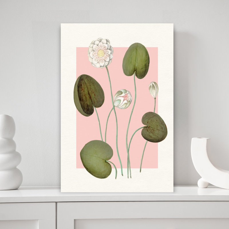 Nénuphar rose, délicat, rétro, lis naturel, art mural, H 18 po x l 12 po