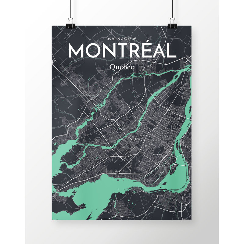 " Montreal City Map ", 17" H x 11" W