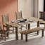 Table de salle à manger en bois massif 80 po x 37 po rectangulaire pour 6 personnes - fini brun moka, table de salle à manger moderne en bois pour la cuisine ou la salle à manger