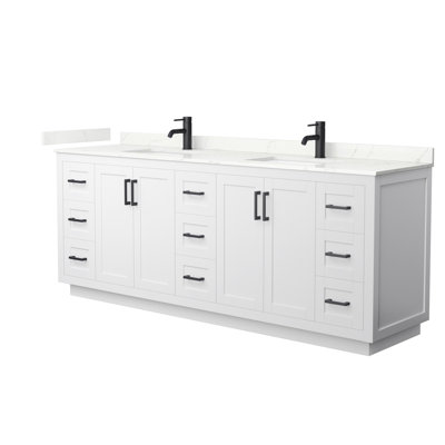 Miranda 84" Freestanding Double Bathroom Vanity with Quartz Top
