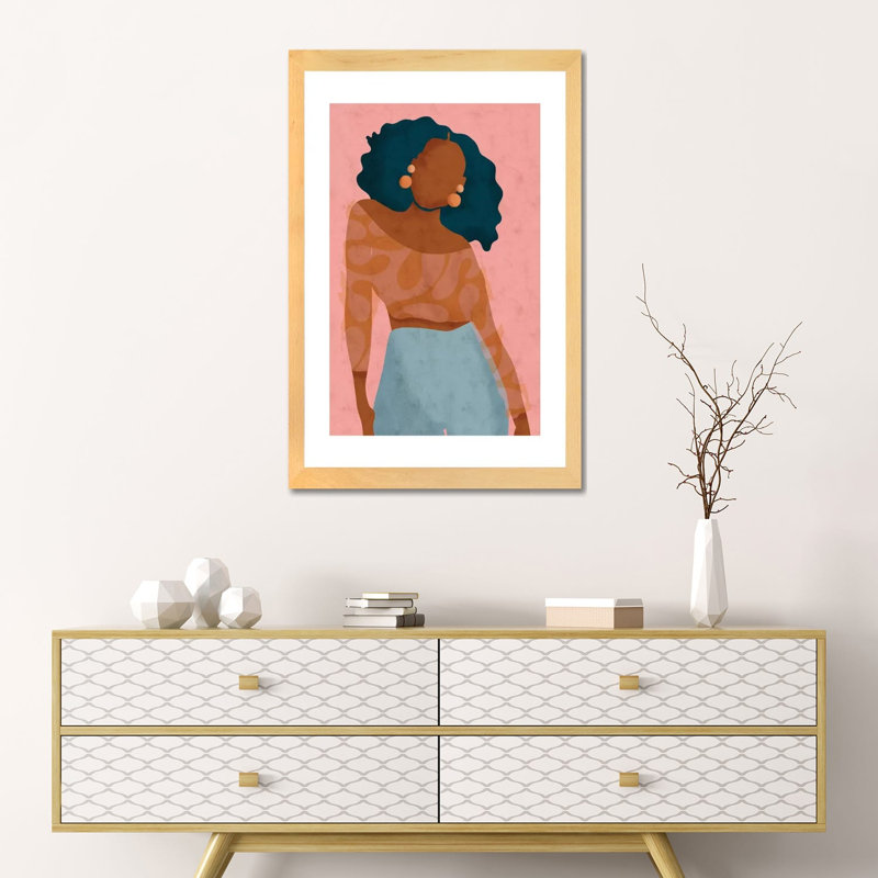 Impression « mood » par Reyna Noriega, H 24 po x l 16 po x p 1 po, Toile avec cadre en bois beige, Blanc
