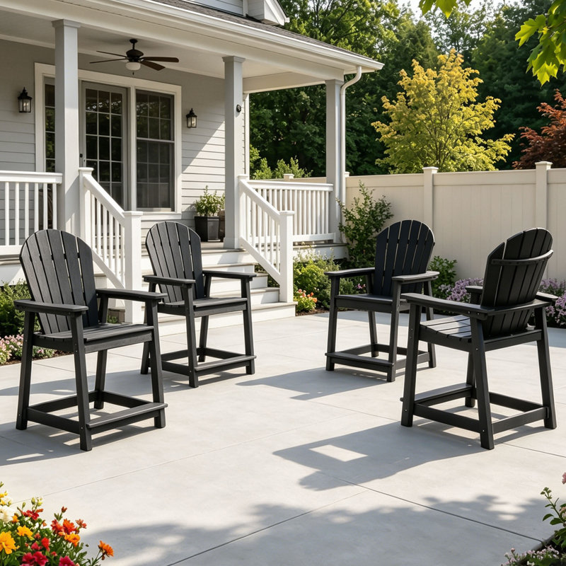 Outdoor Tall Adirondack Chairs, Black