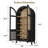 Tall Arched Farmhouse Storage Cabinet, Reversible 4-Door Kitchen Pantry with Glass & Rattan X Wood Doors, Adjustable Shelves, Display Cabinet for Kitchen Dining & Entryway-1804820636