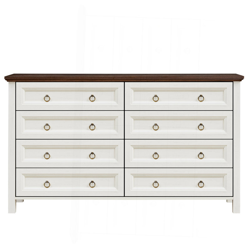 Commodes de ferme 8 tiroirs Farmhouse, Noyer/blanc
