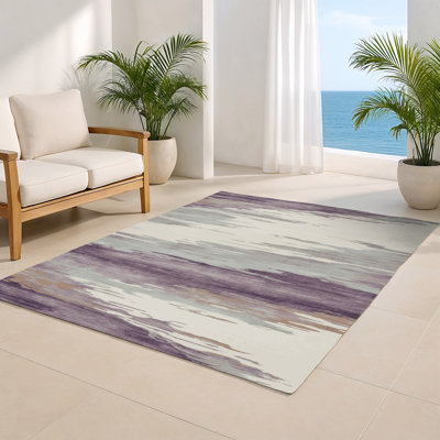Tapis intérieur et extérieur gris Watercolor