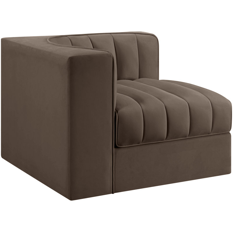 Chaise d'angle rembourrée en tissu Rummi, Brun