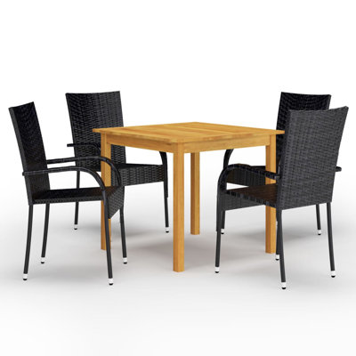 Baty 4 - Person Acacia Patio Dining Set with Square Table