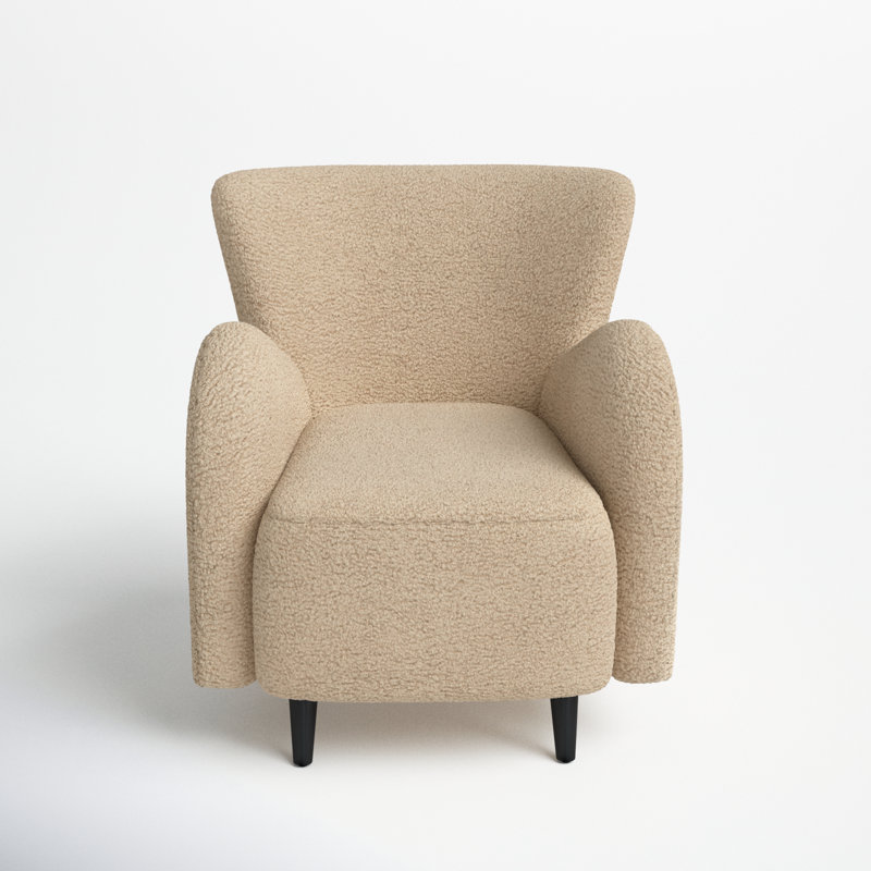 Bowie Upholstered Armchair, Light Brown Faux Lambs Wool