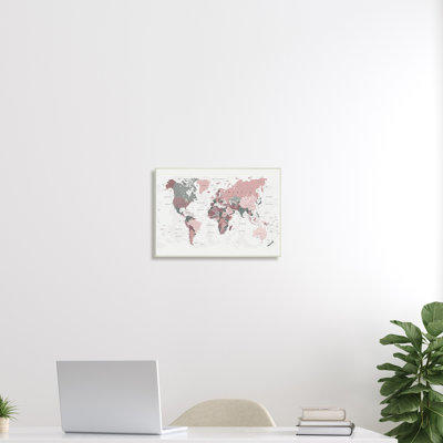 " World Map Patterned Waters Monochromatic Pink Regions "