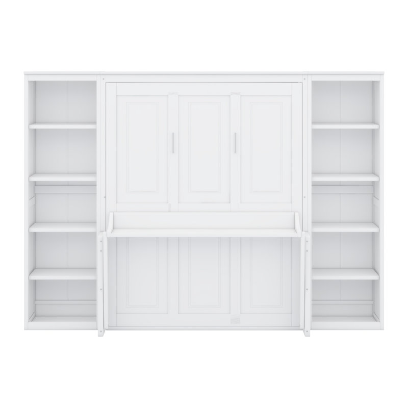 Lit escamotable avec bureau et bibliothèque Murphy, Blanc
