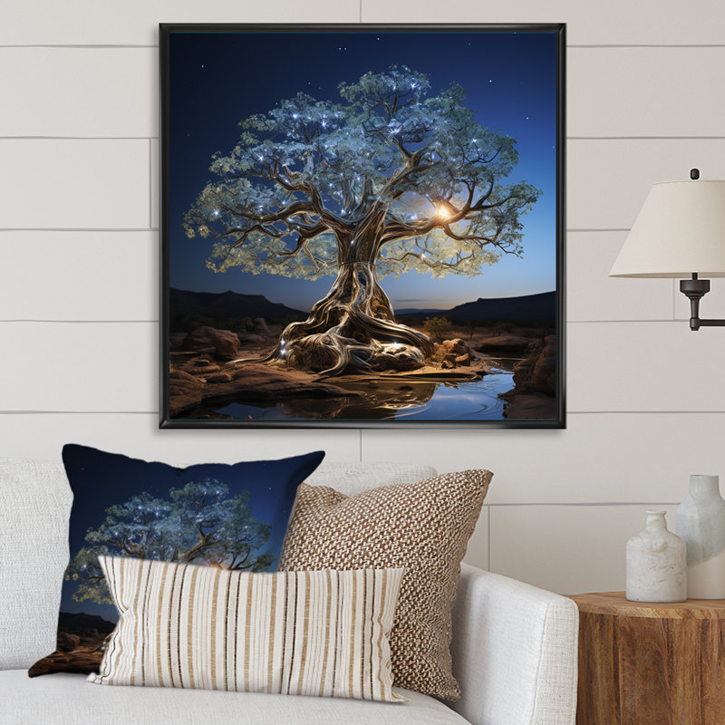 Baobab céleste photo I encadrée sur toile, H 30 po x l 30 po x P 1 po, Cadre flottant noir