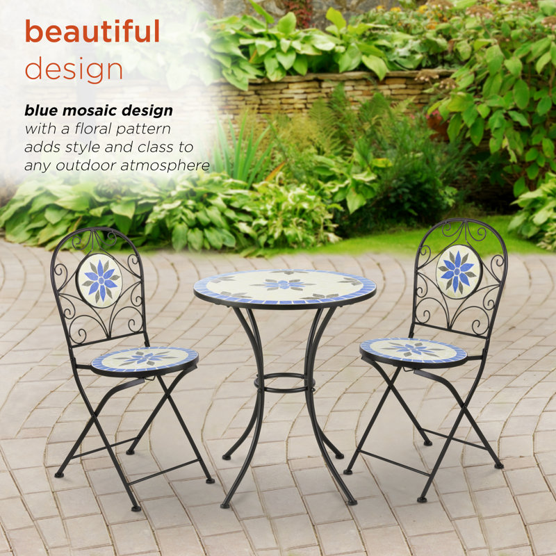 Fleur De Lis Living Mosaic Outdoor 3-Piece Bistro Set Reviews