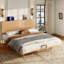 Lit plateforme en bambou massif avec tête de lit haute et ports USB Palermo-125069602-125069606
