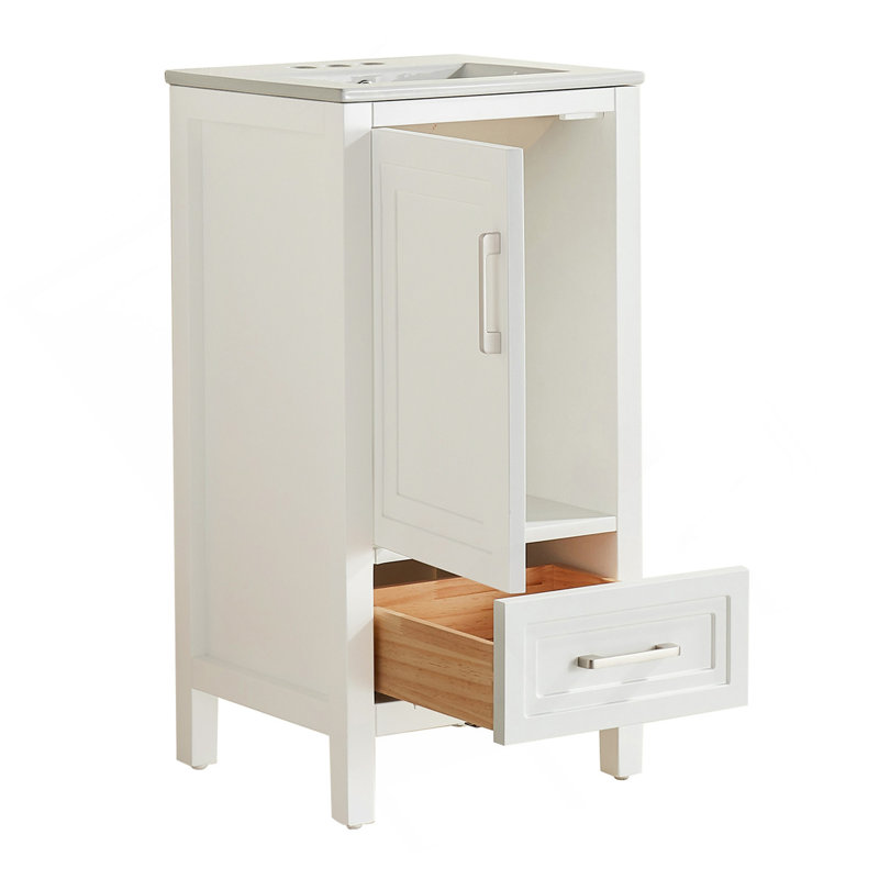 Meuble-lavabo simple autoportant de 18 po avec plateau entièrement assemblé