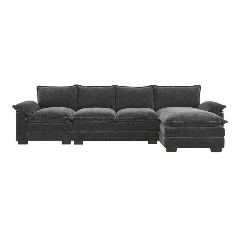 Latitude Run® 118"L Modern LShaped Chenille Cloud Sofa With Seat