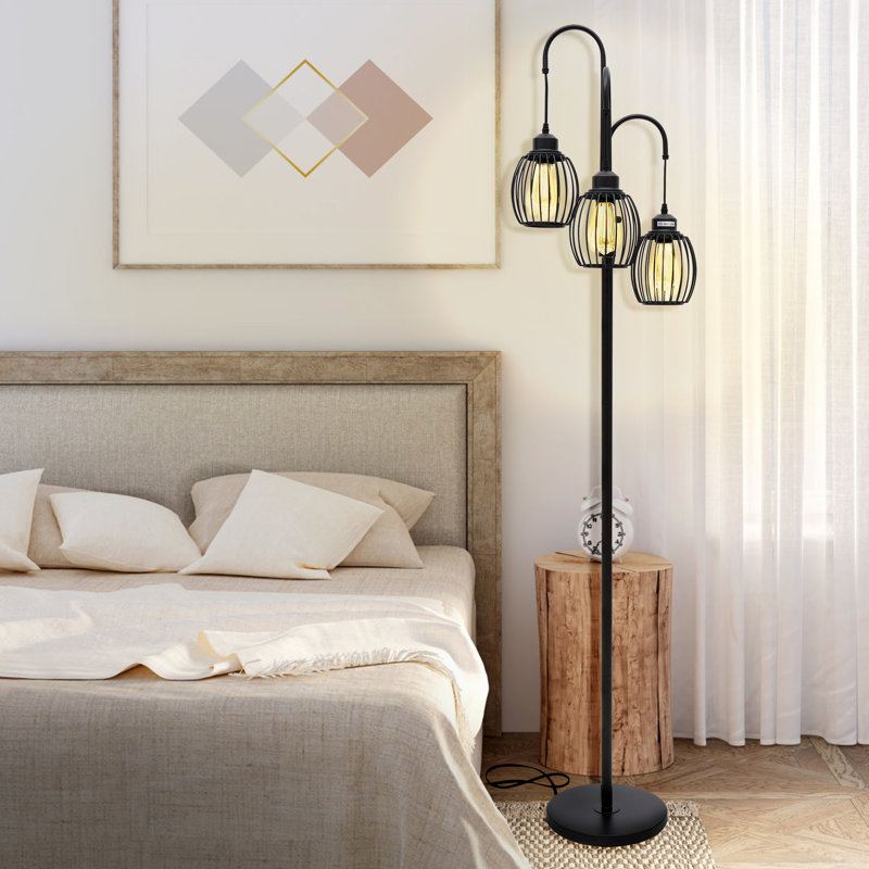 Grande lampe sur pied à intensité variable de 68,89 po avec 3 ampoules DEL Edison