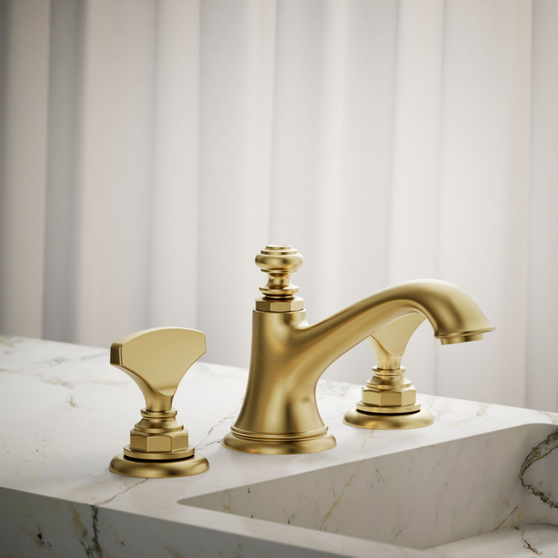 Artifacts Widespread Bathroom Sink Faucet Handles, Vibrant Brushed Moderne Brass